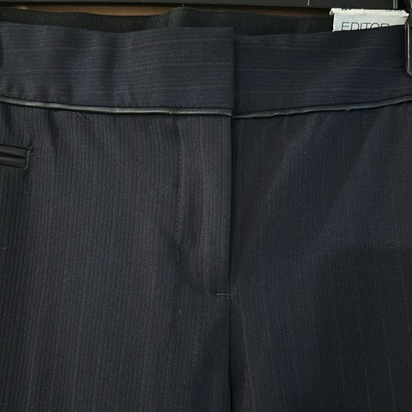 Express Women’s Editor Original Flare Pinstripe Pants New Navy Blue Size 6 - Picture 4 of 15